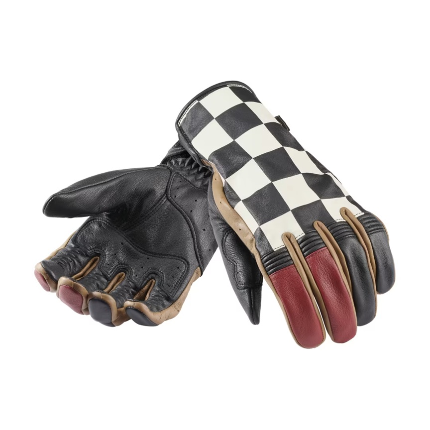 トライアンフ レザーグローブ Checkerboard Leather Gloves / Black & Gold